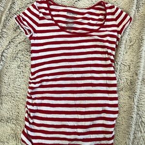 Red and white striped maternity tee